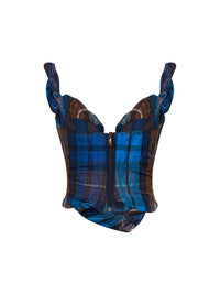 Vivienne Westwood Women Blue And Brown Tartan On Point Corset