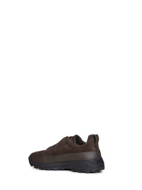 Zegna Men Dark Brown Leather And Suede Triple Stitch Monte Sneakers