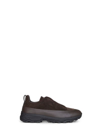 Zegna Men Dark Brown Leather And Suede Triple Stitch Monte Sneakers