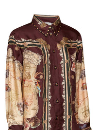 Zimmermann Women Plum Printed Silk Twill Valiant Shirt