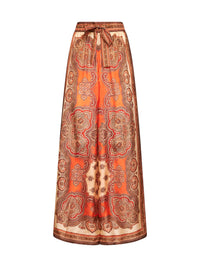 Zimmermann Women Tangerine Paisley-Print Silk Habotai Mahon Relaxed Trousers