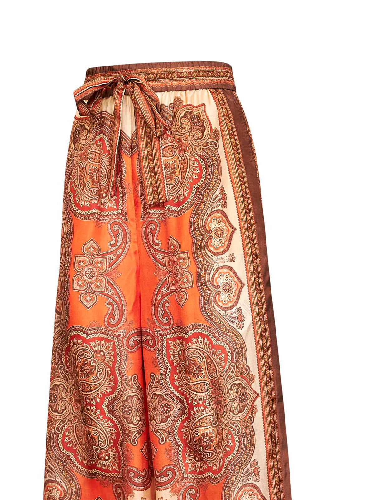 Zimmermann Women Tangerine Paisley-Print Silk Habotai Mahon Relaxed Trousers