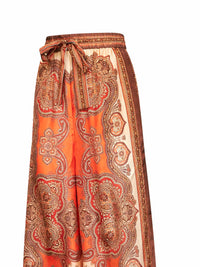 Zimmermann Women Tangerine Paisley-Print Silk Habotai Mahon Relaxed Trousers