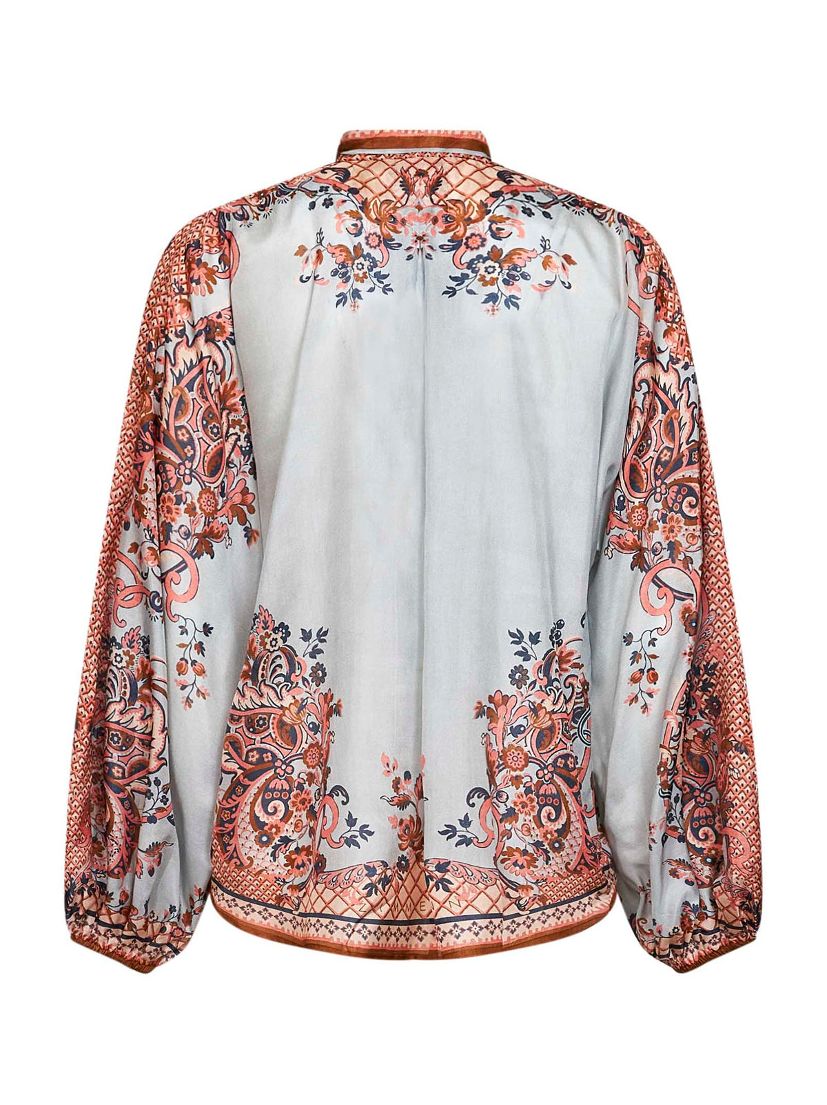 Zimmermann Women Blue Floral Paisley-Print Silk Habotai Aster Tie Shirt