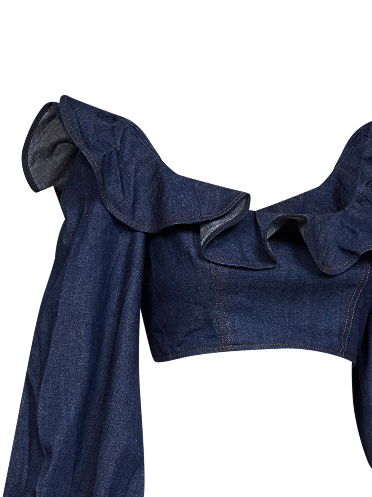 Zimmermann Women Ink Denim Aster Cropped Frill Top