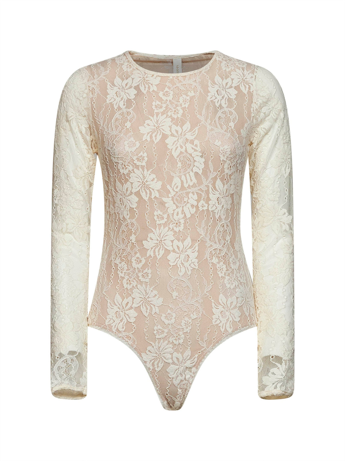 Zimmermann Women Cream Stretch Lace Long-Sleeved Bodysuit