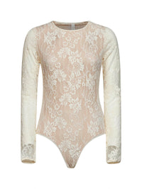 Zimmermann Women Cream Stretch Lace Long-Sleeved Bodysuit