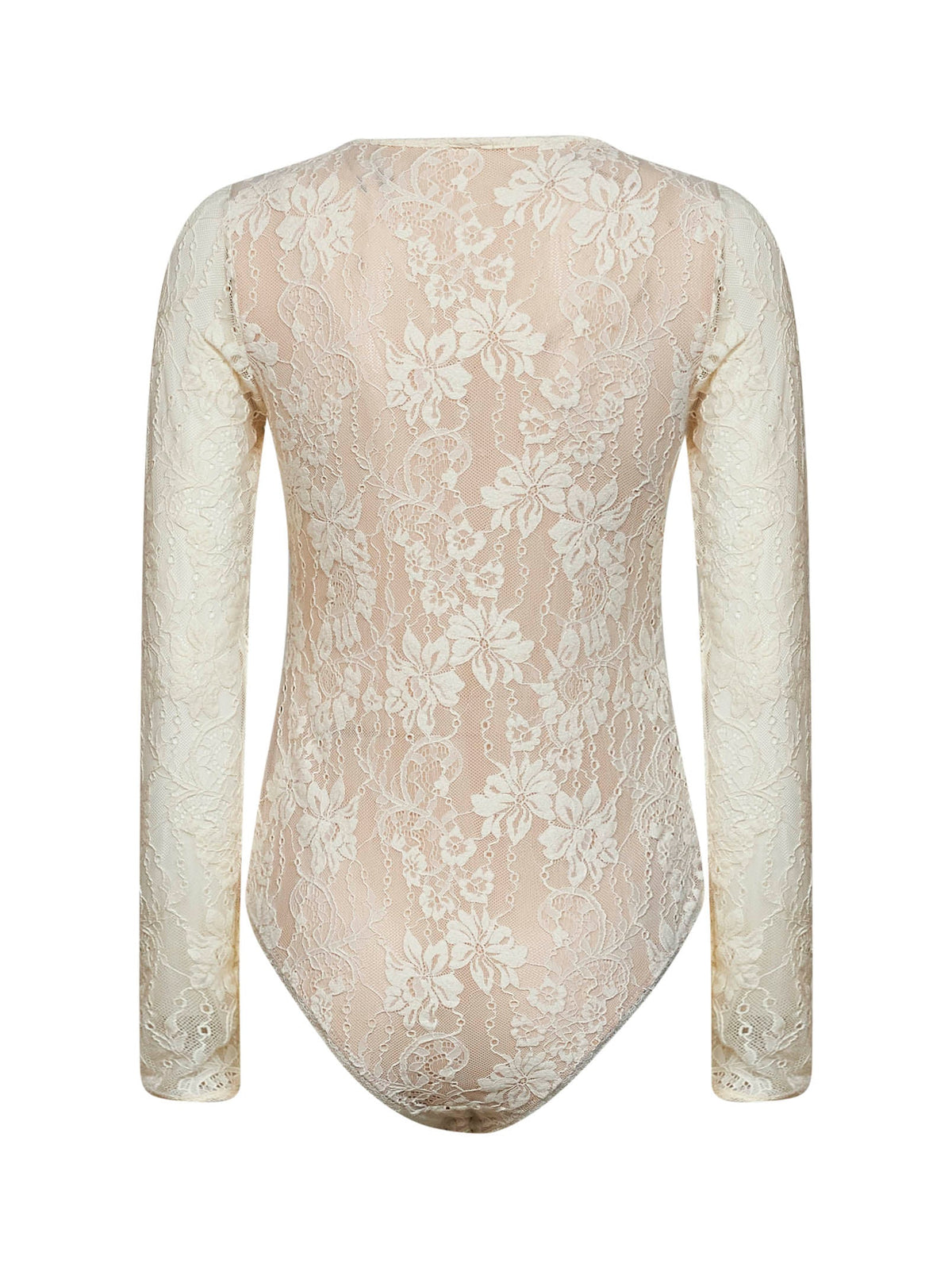 Zimmermann Women Cream Stretch Lace Long-Sleeved Bodysuit