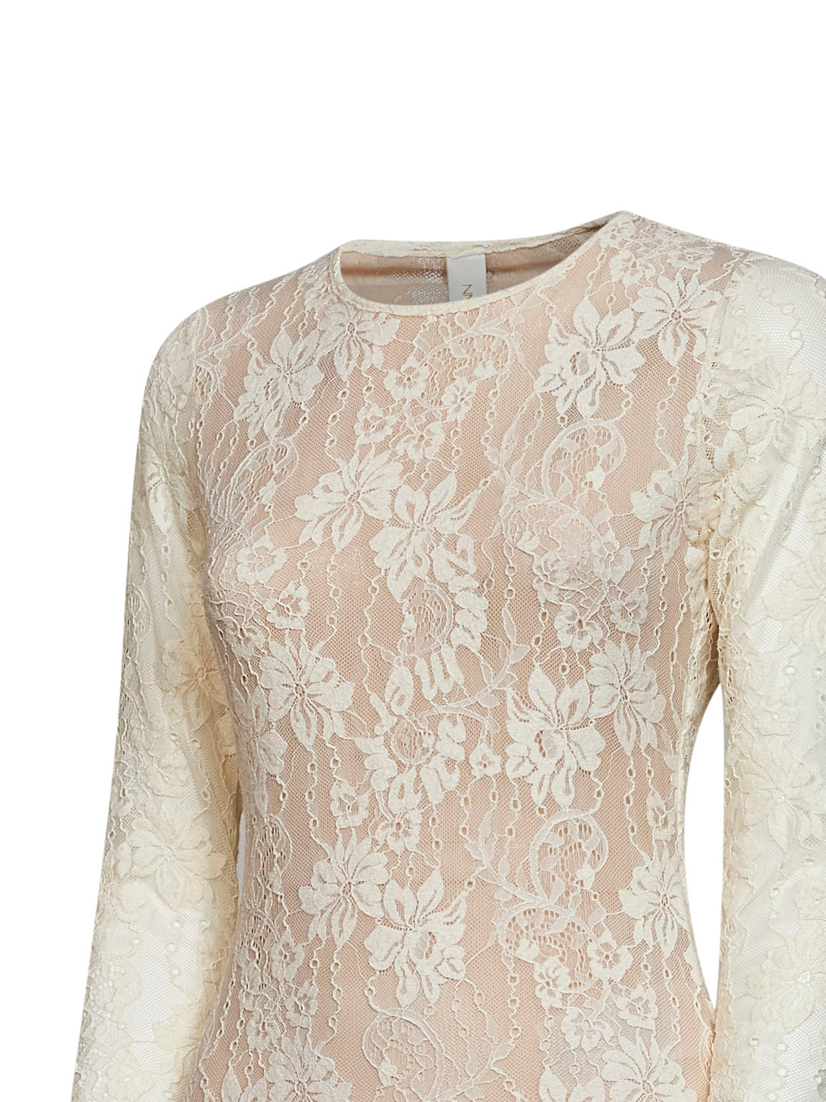 Zimmermann Women Cream Stretch Lace Long-Sleeved Bodysuit
