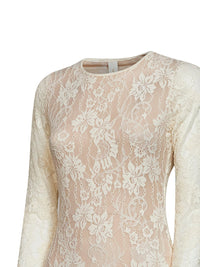 Zimmermann Women Cream Stretch Lace Long-Sleeved Bodysuit