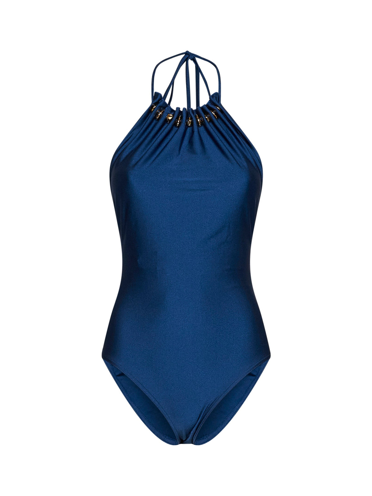 Zimmermann Women Dark Cobalt Lycra Aster Gathered Beaded One-Piece Swimsuit