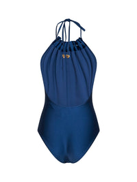 Zimmermann Women Dark Cobalt Lycra Aster Gathered Beaded One-Piece Swimsuit