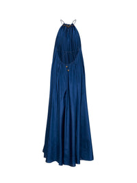 Zimmermann Women Cobalt Silk Aster Dark Gathered Beaded Maxi Dress