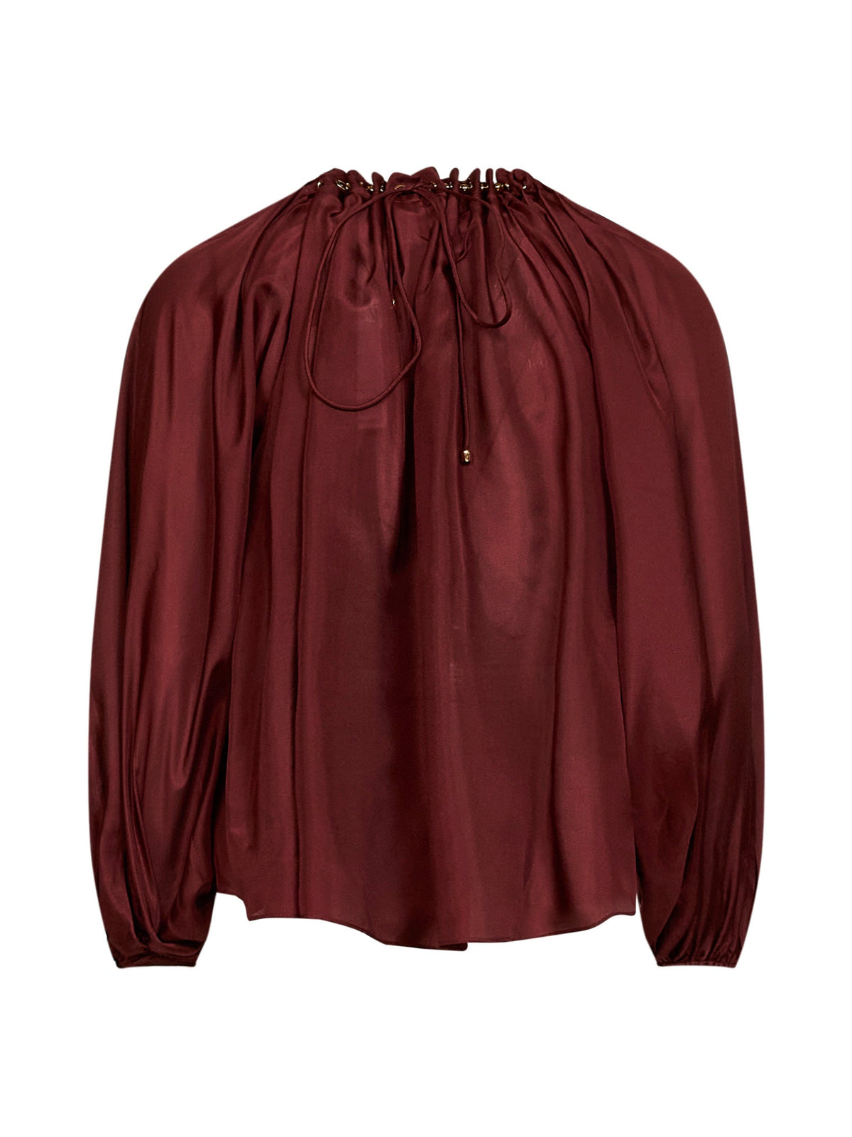 Zimmermann Women Merlot Silk Habotai Aster Gathered Beaded Blouse