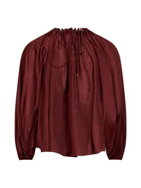 Zimmermann Women Merlot Silk Habotai Aster Gathered Beaded Blouse
