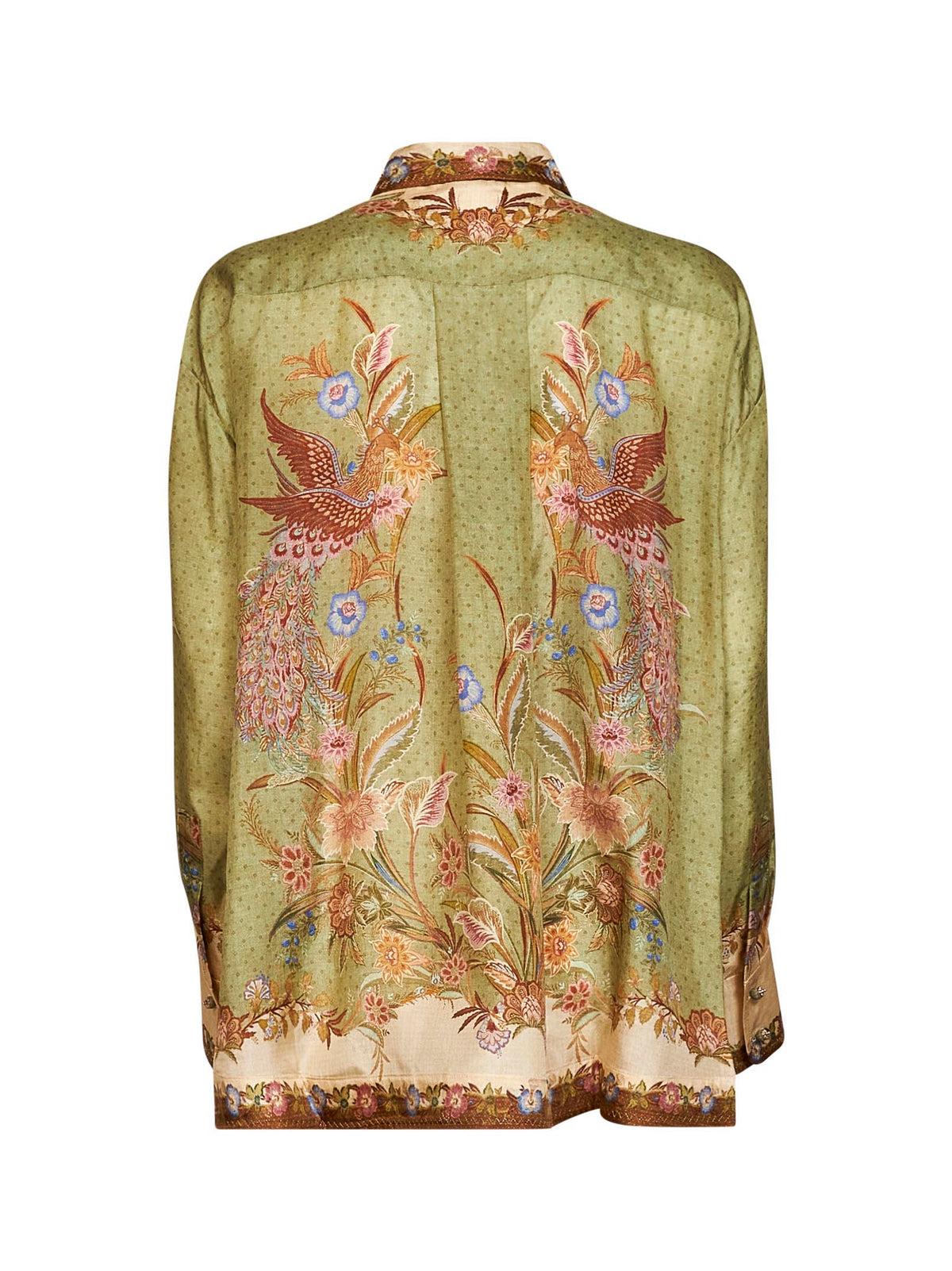 Zimmermann Women Khaki Floral Scarf-Print Silk Habotai Indra Relaxed Shirt