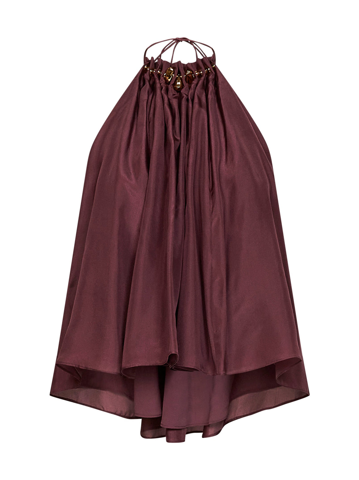 Zimmermann Women Merlot Silk Habotai Aster Gathered Beaded Top