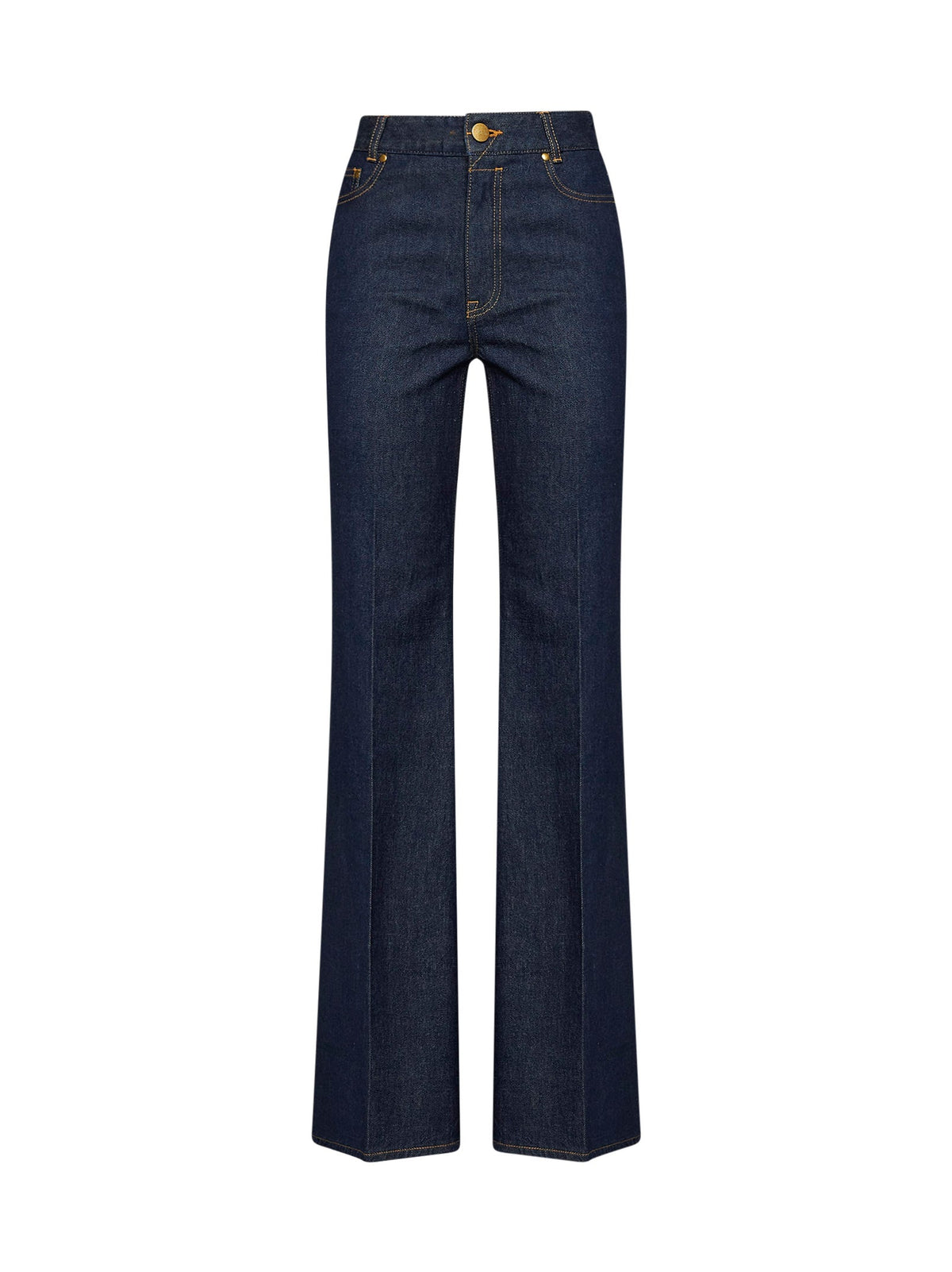 Zimmermann Women Harbour Blue Stretch Cotton Denim Slim-Fit Flared Jeans