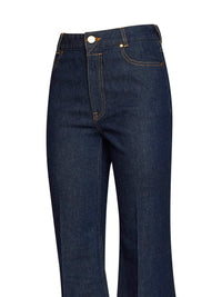 Zimmermann Women Harbour Blue Stretch Cotton Denim Slim-Fit Flared Jeans