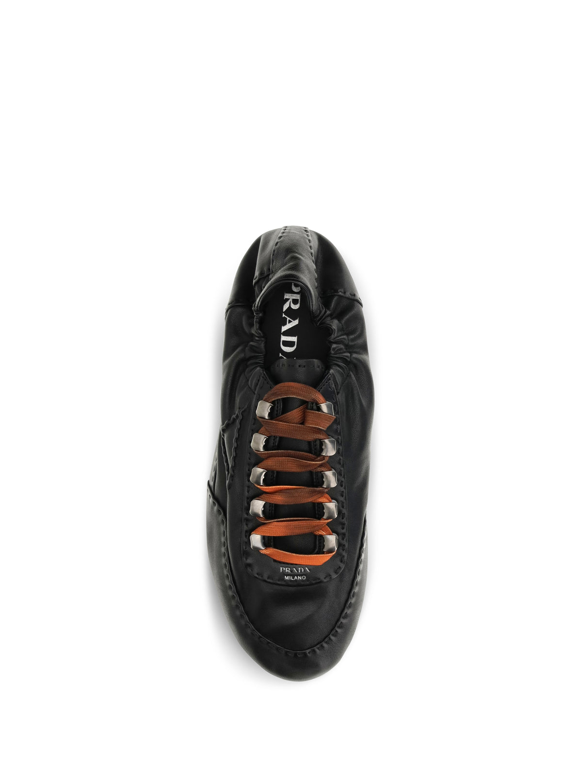 Prada Men Collapse Aged Nappa Leather Sneakers