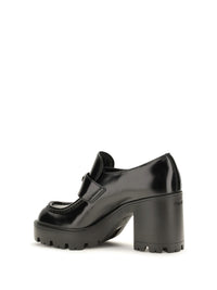 Prada Women Leather Heeled Loafers