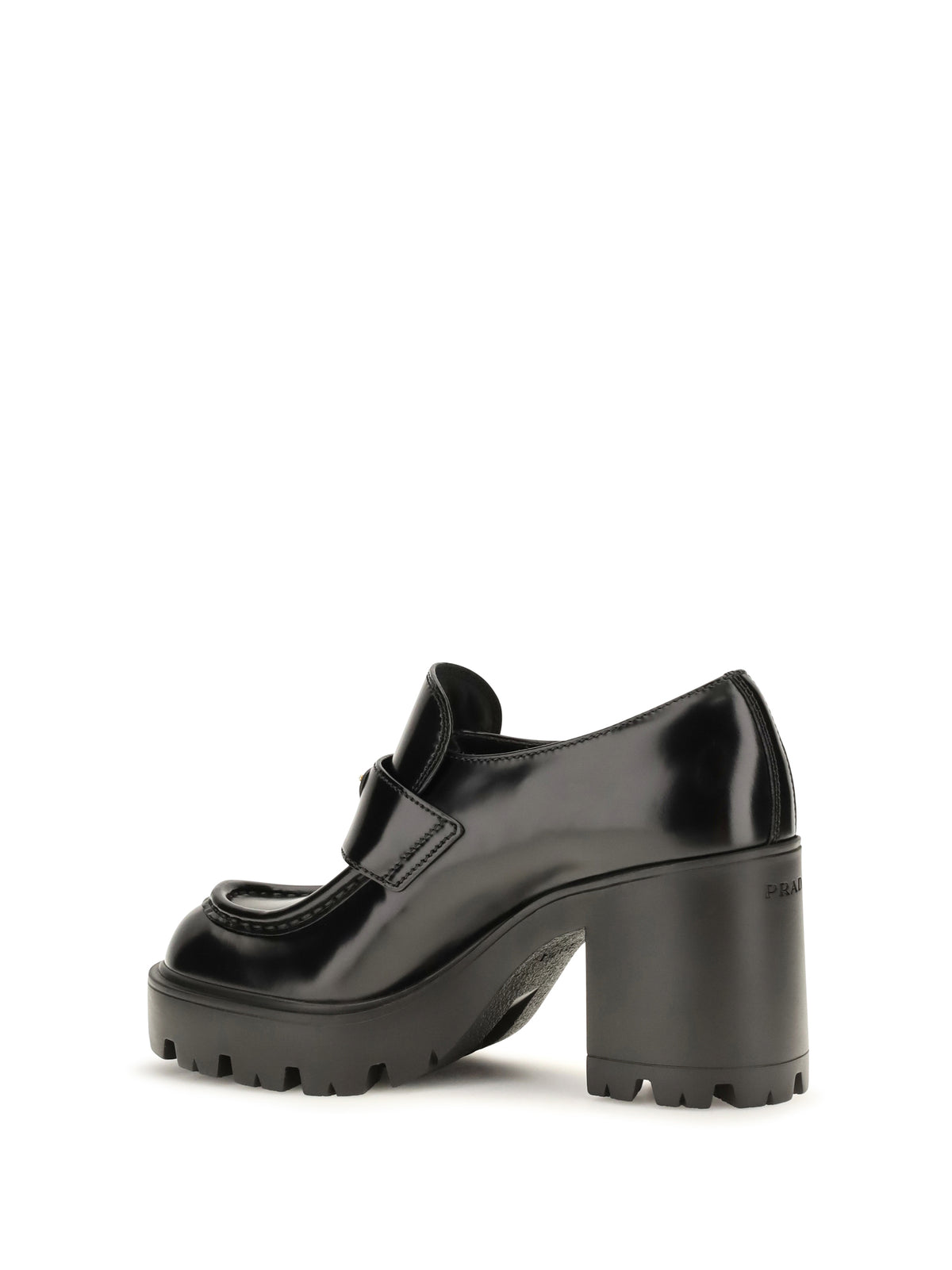 Prada Women Leather Heeled Loafers