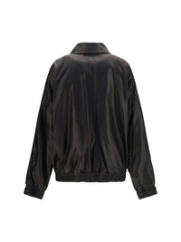Acne Studios Women Leather Jacket With High Collar