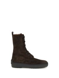 Tod's Women Winter Gommino Suede Leather Lace-Up Ankle Boots