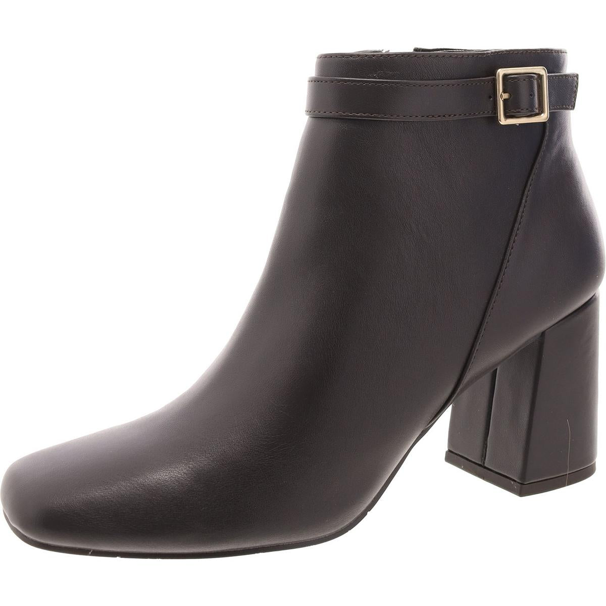 Womens Faux Leather Zip Up Ankle Boots