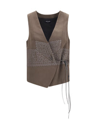 GIORGIO ARMANI Giorgio Armani Women Vest In Washed Silk And Virgin Wool With Jacquard Pattern And Ties