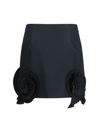 BLUMARINE Blumarine Women Crepe Mini Skirt With Floral Appliqué