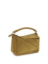 Loewe Women Small Featherlight Puzzle Suede Handbag