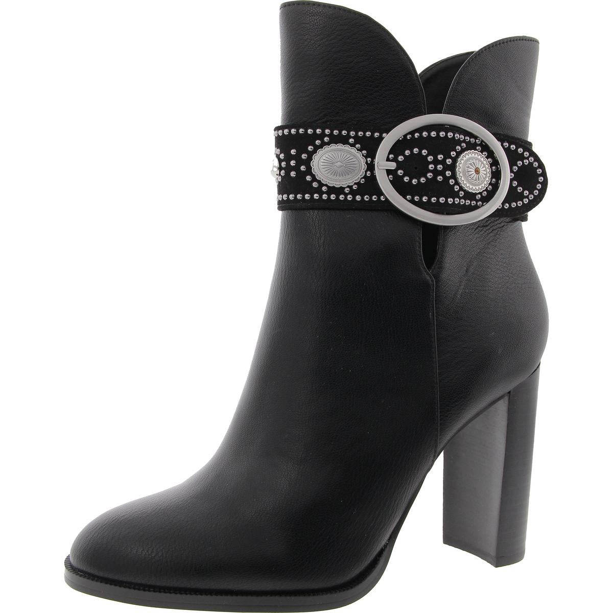 Finova Womens Embellished Faux Leather Mid-Calf Boots
