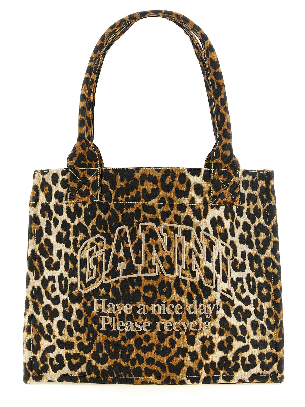 Ganni Women 'Leopard' Large Shopping Bag