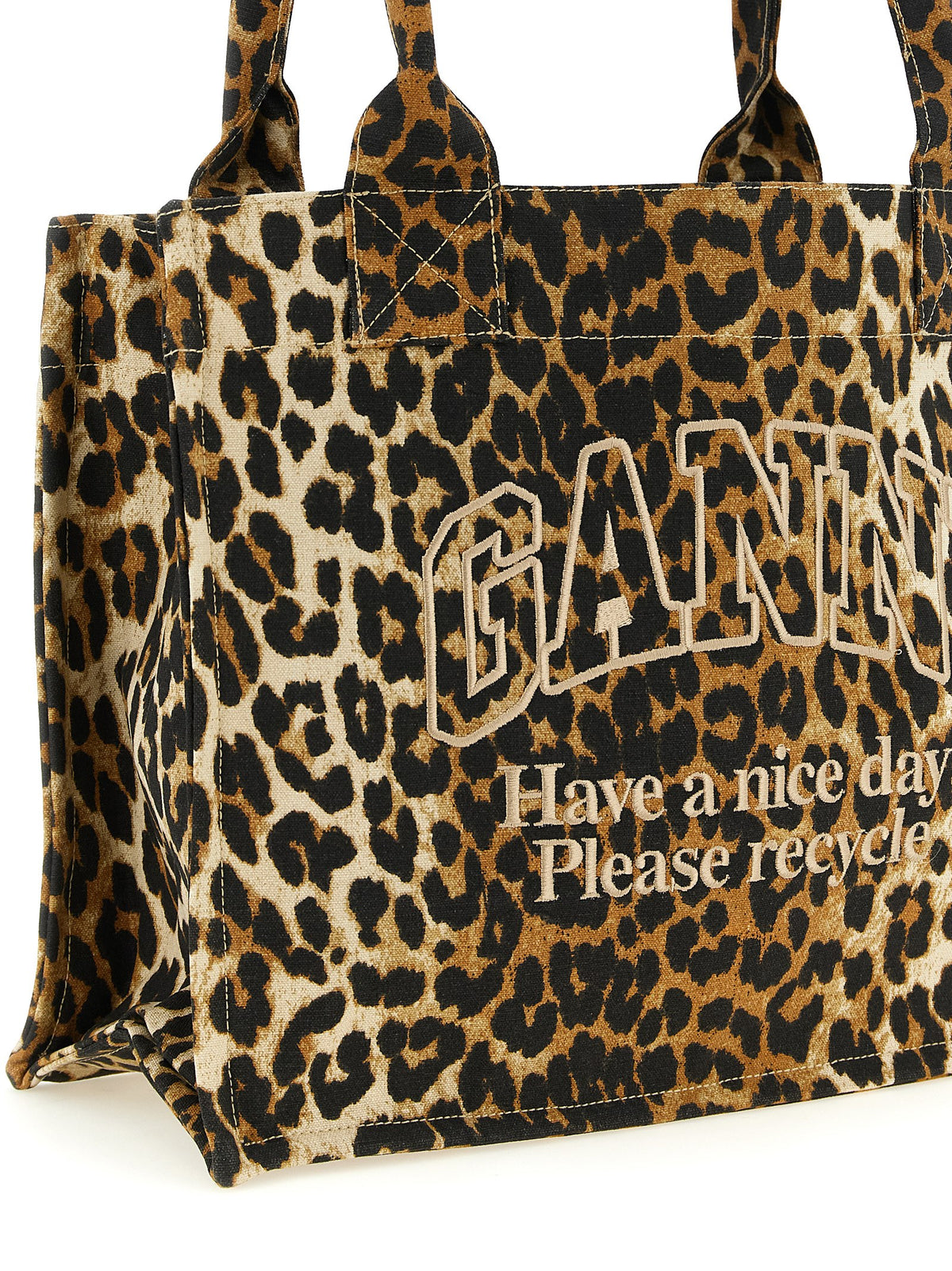 Ganni Women 'Leopard' Large Shopping Bag