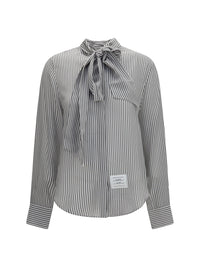 THOM BROWNE Thom Browne Women Striped Silk Shirt With Removable Collar