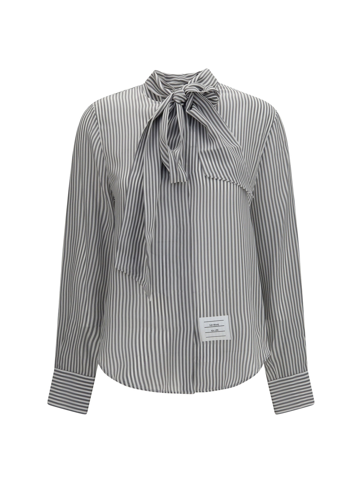 THOM BROWNE Thom Browne Women Striped Silk Shirt With Removable Collar