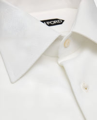 Tom Ford Textured Cotton French-Cuff Dress Shirt White