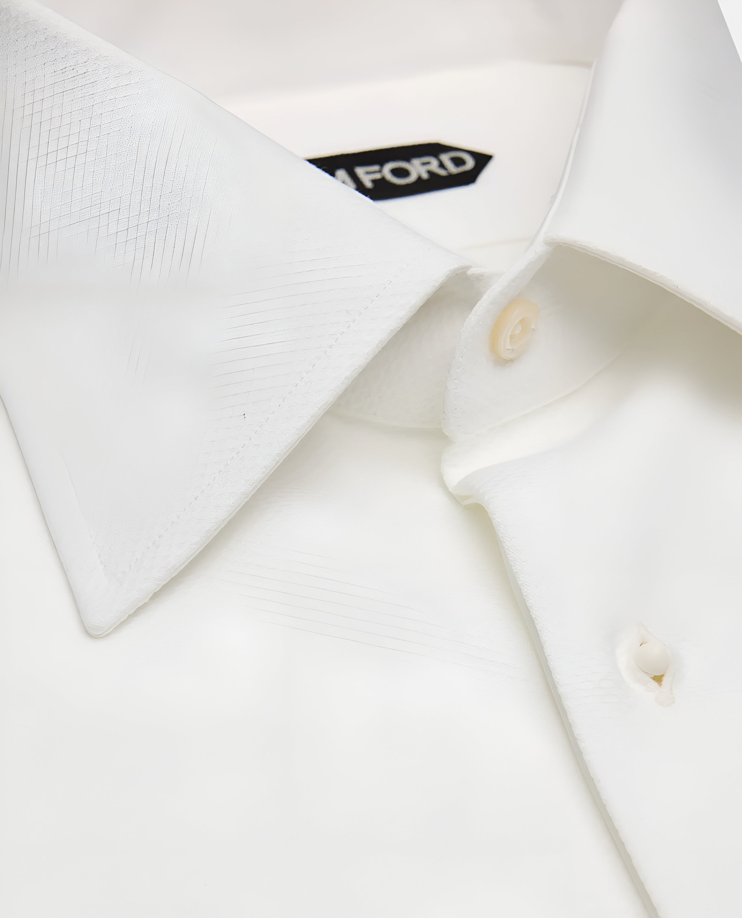 Tom Ford Textured Cotton French-Cuff Dress Shirt White