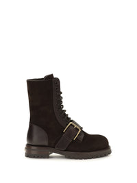 Dolce & Gabbana Women Leather And Suede Buckle Ankle Boots