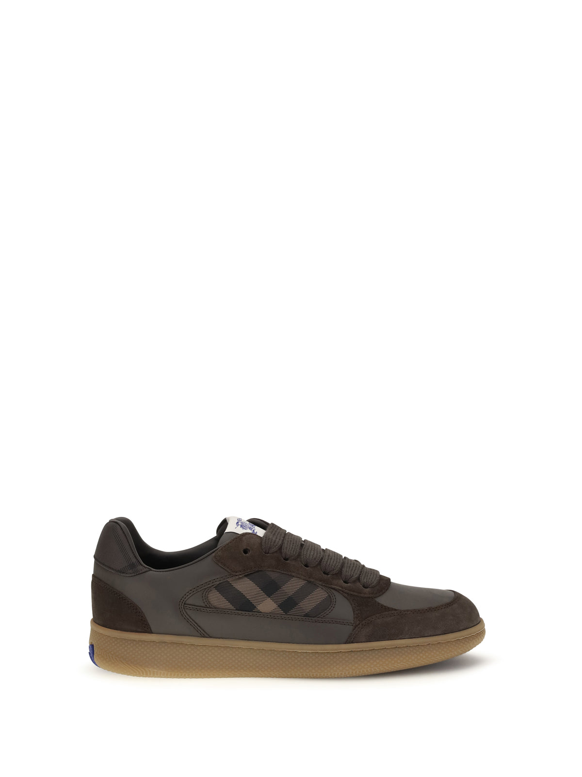 Burberry Men Terrace Check Leather And Suede Sneakers