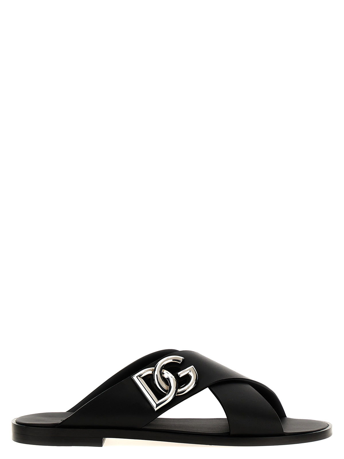 DOLCE & GABBANA Dolce & Gabbana Men Logo Leather Sandals