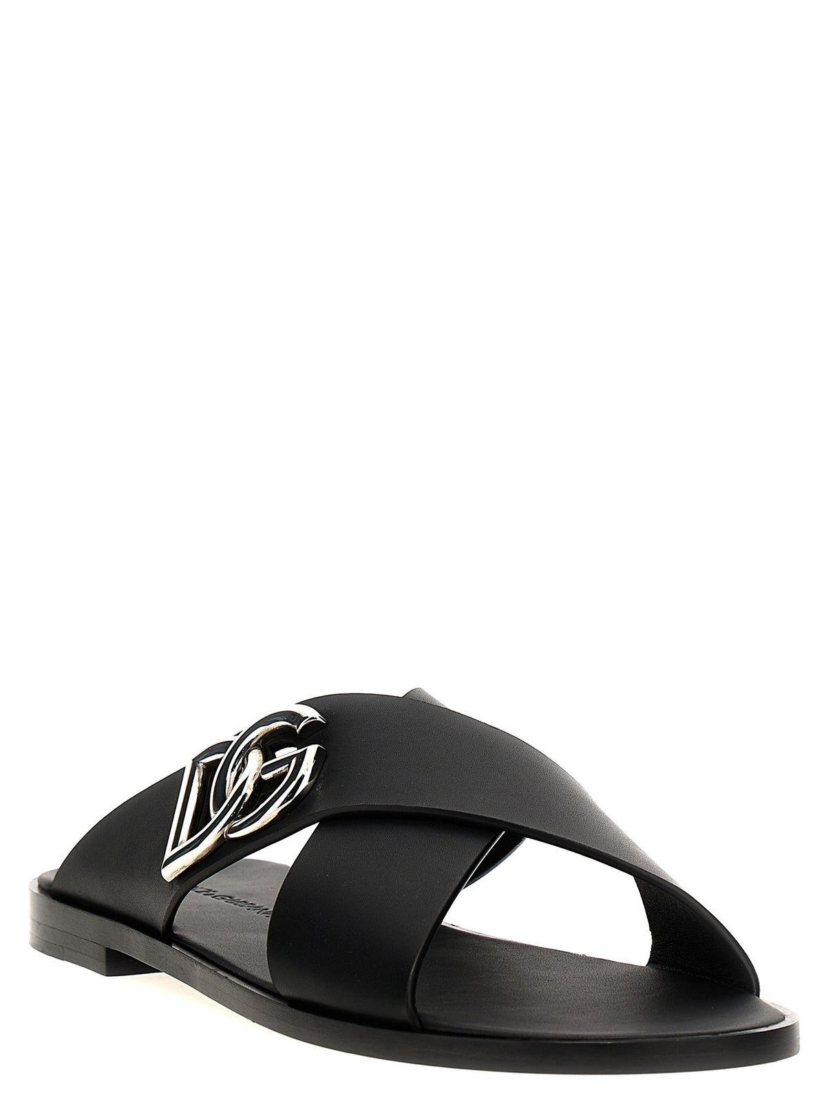 DOLCE & GABBANA Dolce & Gabbana Men Logo Leather Sandals