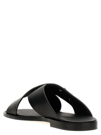 DOLCE & GABBANA Dolce & Gabbana Men Logo Leather Sandals