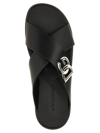 DOLCE & GABBANA Dolce & Gabbana Men Logo Leather Sandals