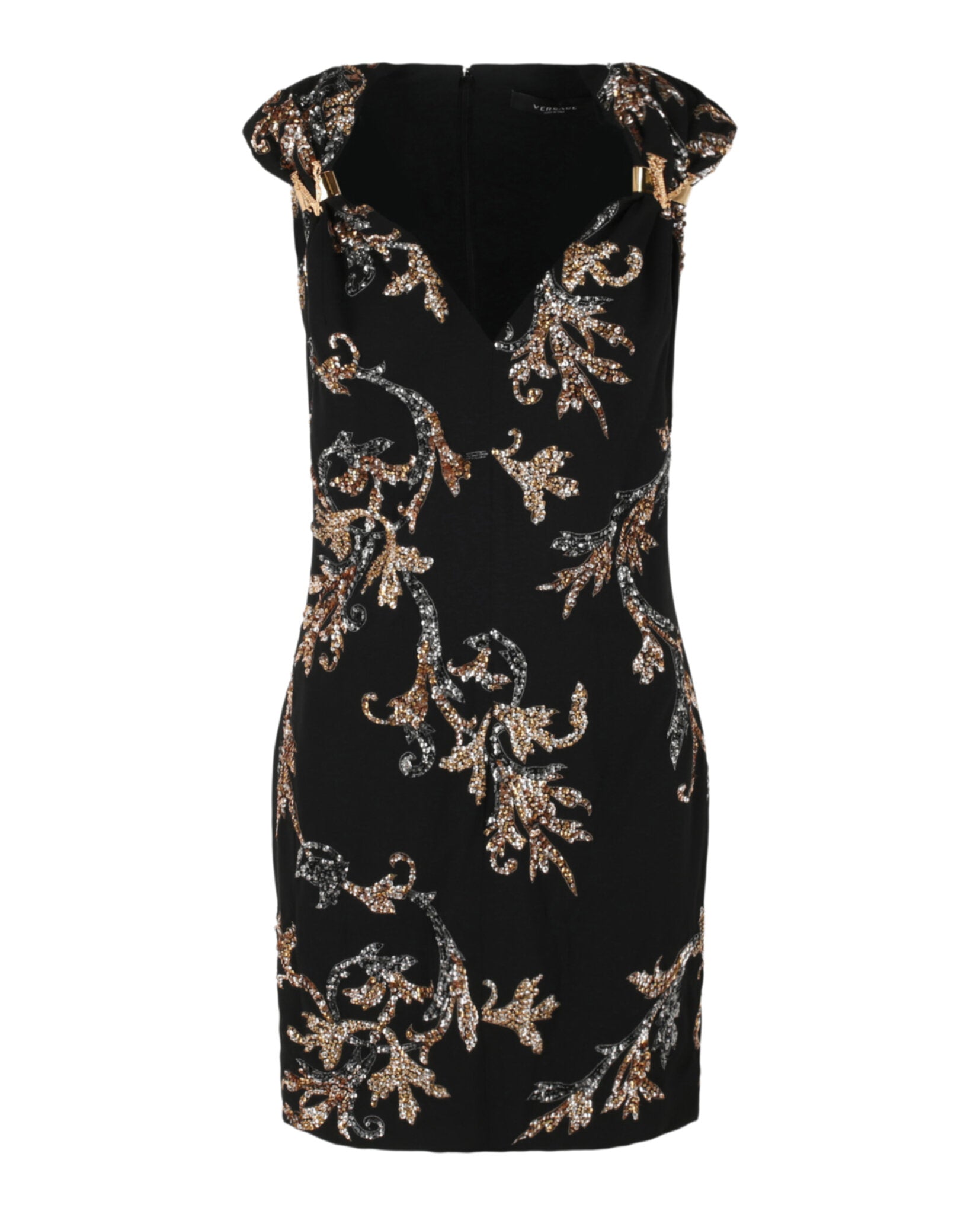 Versace Womens Acanthus Leaf Sequin & Crystal Embellished Minidress