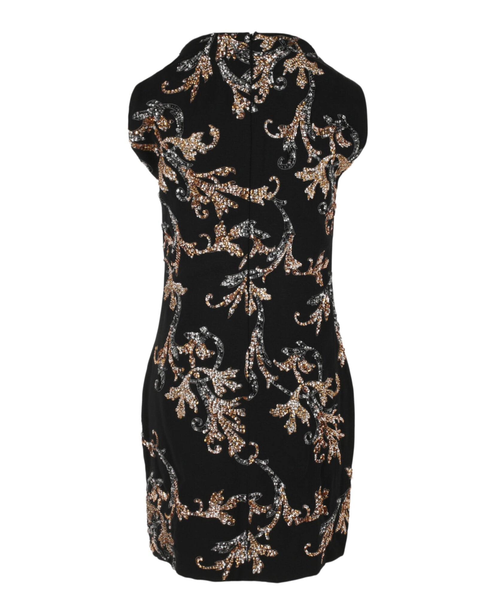 Versace Womens Acanthus Leaf Sequin & Crystal Embellished Minidress