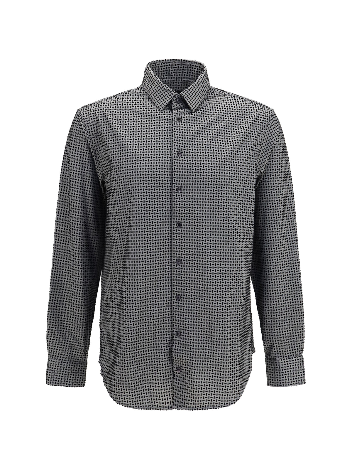 GIORGIO ARMANI Giorgio Armani Men Cotton Shirt With Geometric Flock Print