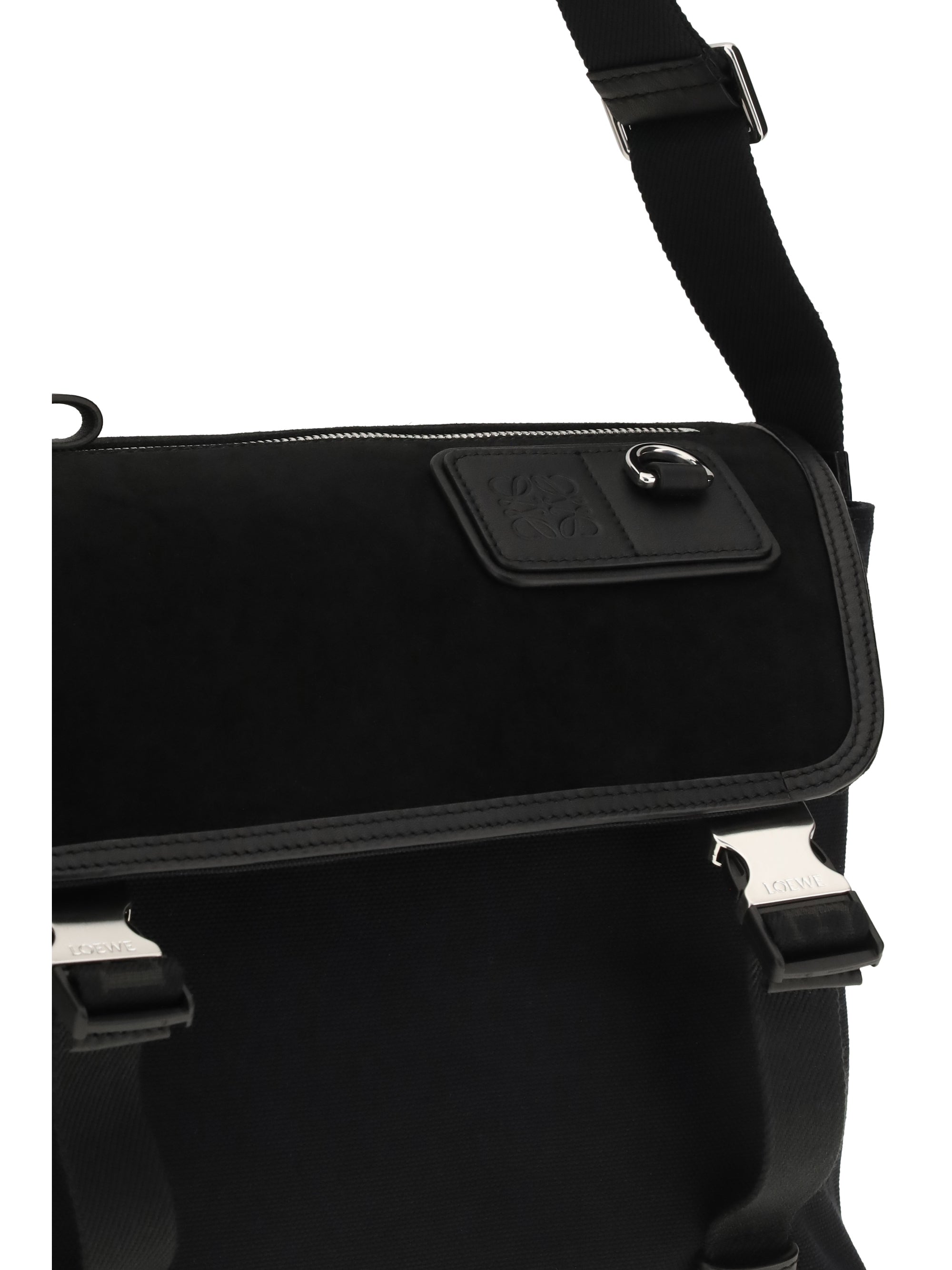 Loewe Men Medium Messenger Flex Bag In Canvas And Suede