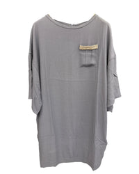 Brunello Cucinelli Fine Knit Round-Neck Embellished Pocket Dress